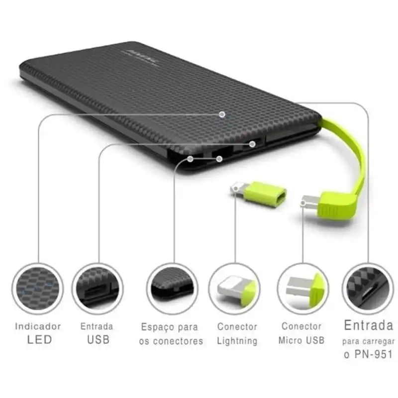 Carregador portátil de bateria portátil Pineng V8/Lightning 10000mAh