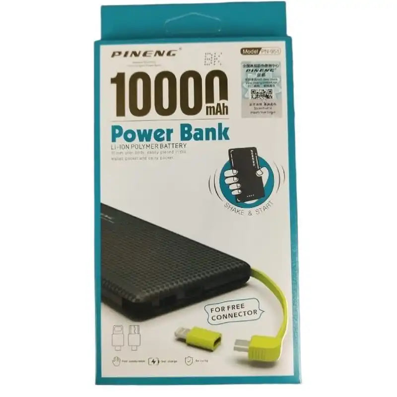 Carregador portátil de bateria portátil Pineng V8/Lightning 10000mAh