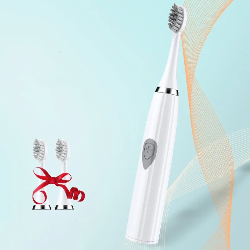 Escova de dentes elétrica branca/rosa, modelo adulto, com cerdas macias, modelo a bateria, conjunto familiar, escova de dentes elétrica