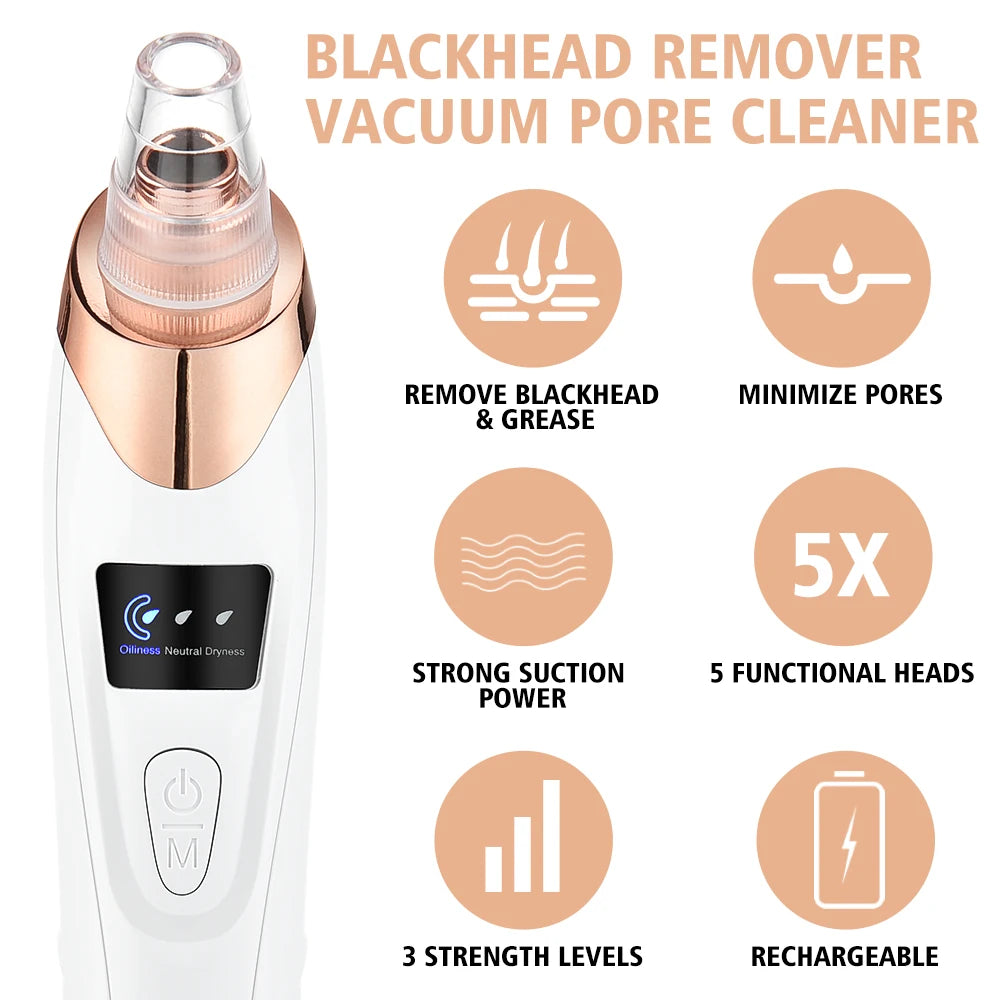 Removedor de Cravos Elétrico 3 Modos - Aspirador Facial para Limpeza Profunda de Poros