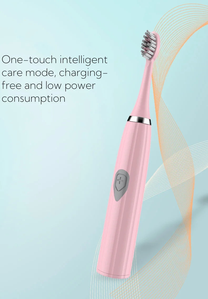 Escova de dentes elétrica branca/rosa, modelo adulto, com cerdas macias, modelo a bateria, conjunto familiar, escova de dentes elétrica