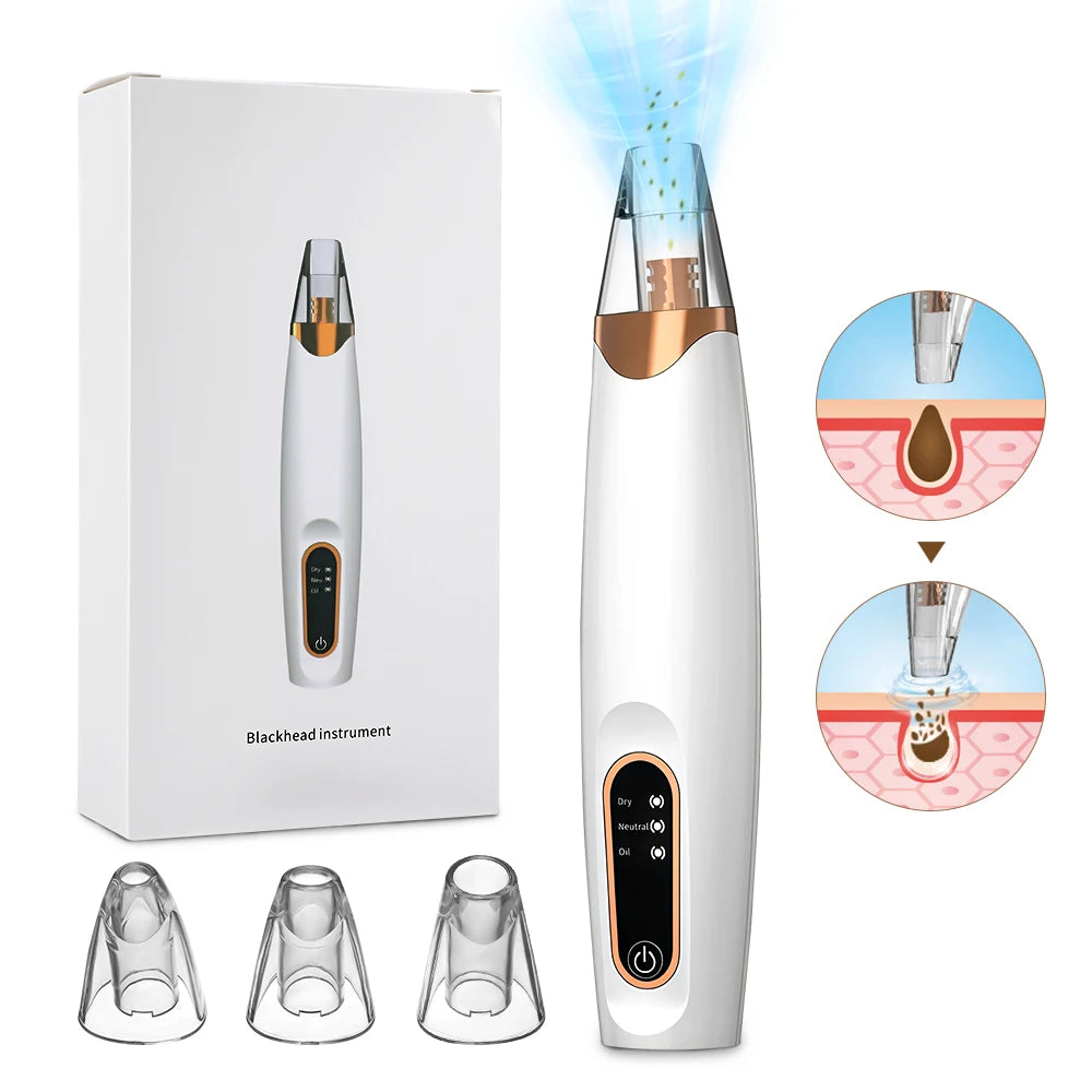 Removedor de Cravos Elétrico 3 Modos - Aspirador Facial para Limpeza Profunda de Poros