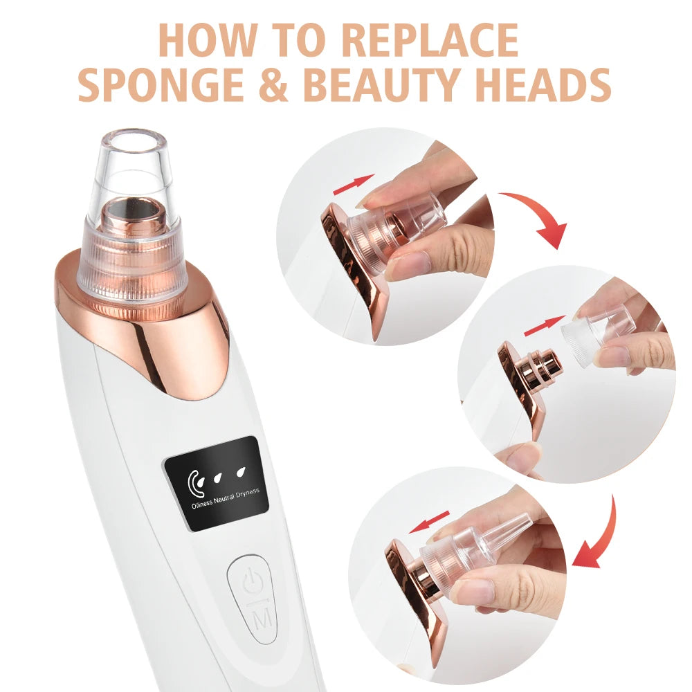 Removedor de Cravos Elétrico 3 Modos - Aspirador Facial para Limpeza Profunda de Poros