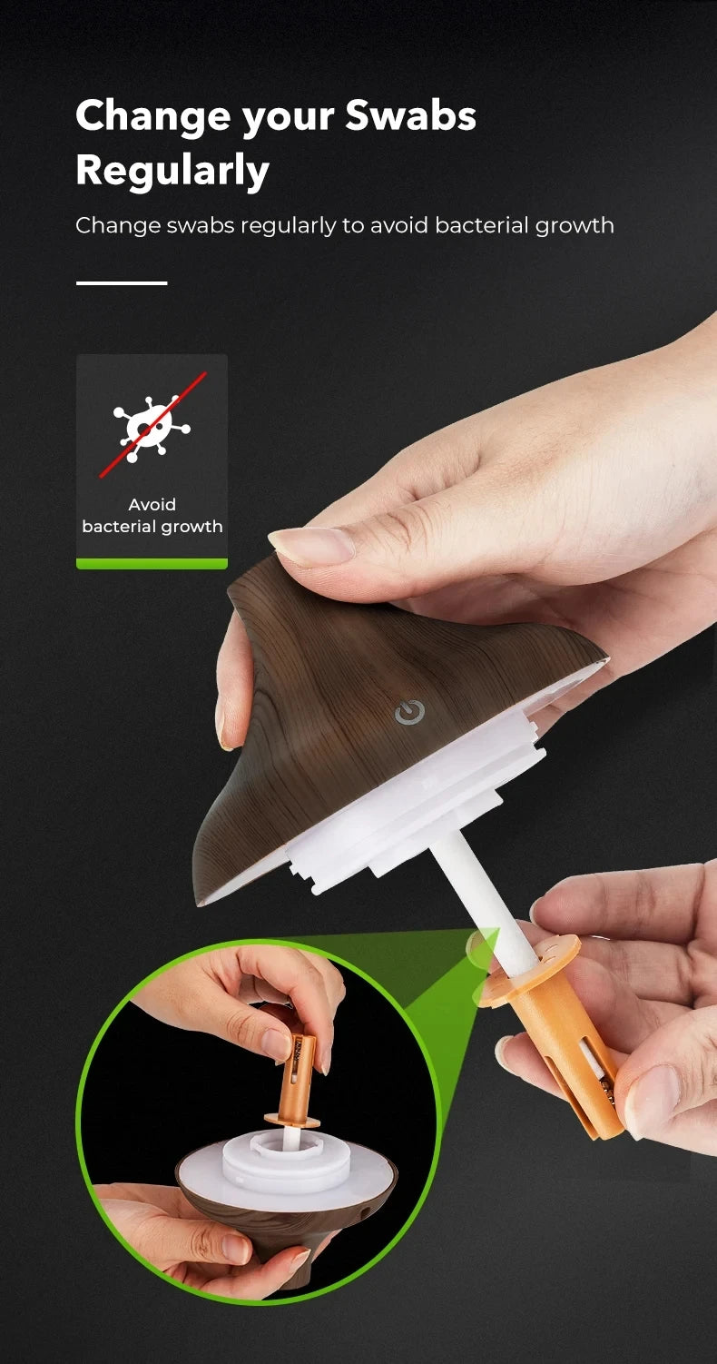 Umidificador Aromatizador Ultrassônico 300ml - Difusor de Óleos Essenciais com Design em Madeira