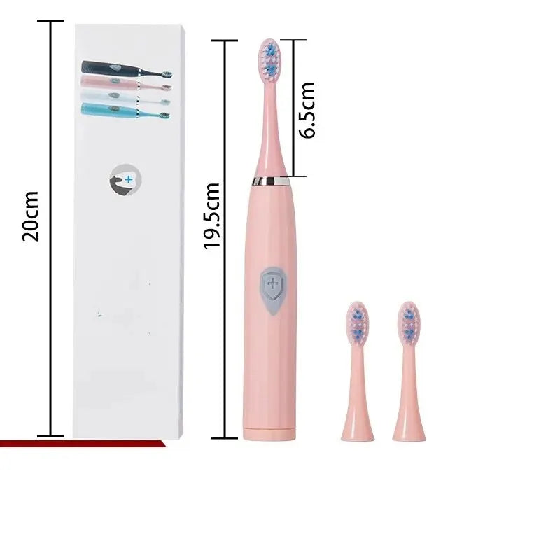 Escova de dentes elétrica branca/rosa, modelo adulto, com cerdas macias, modelo a bateria, conjunto familiar, escova de dentes elétrica