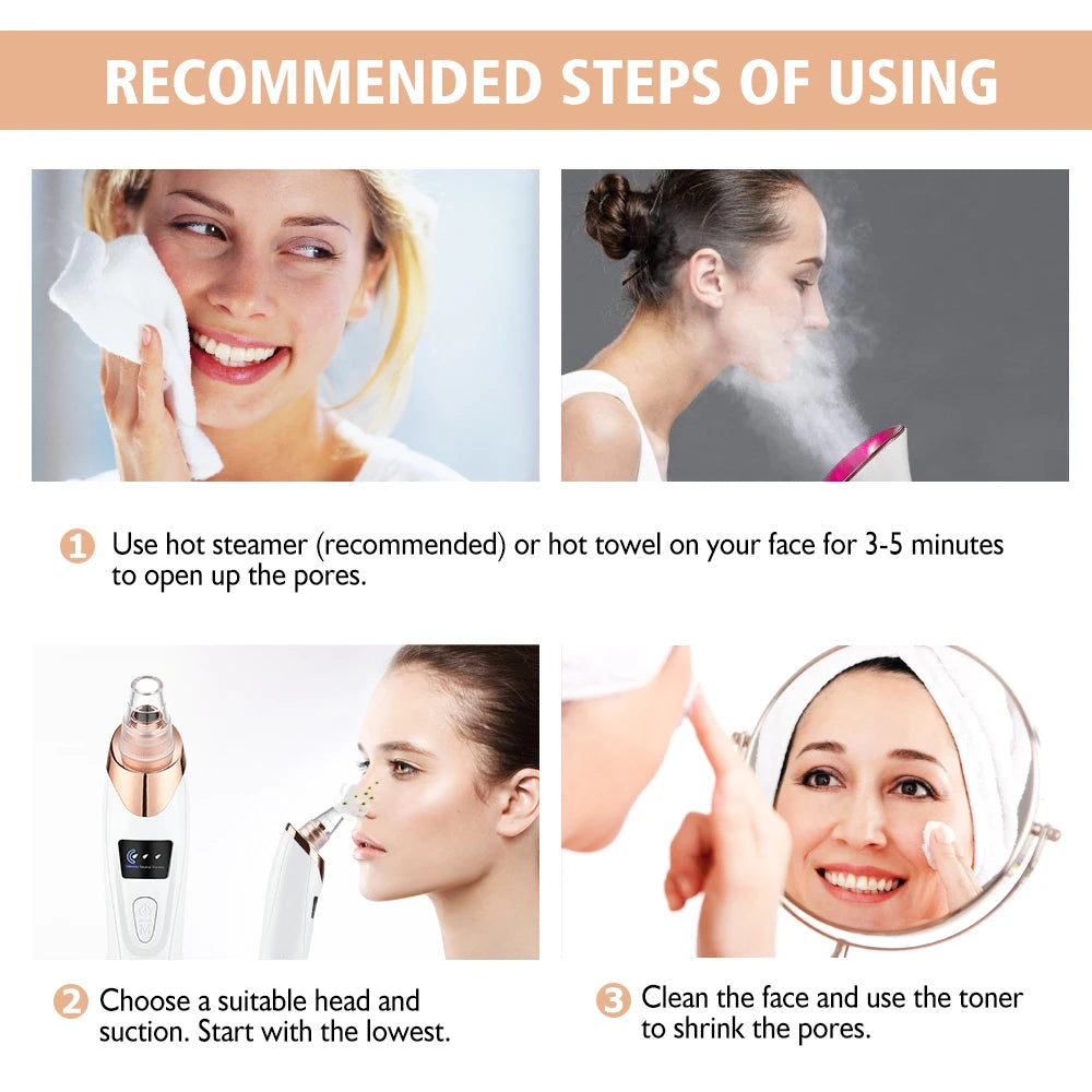 Removedor de Cravos Elétrico 3 Modos - Aspirador Facial para Limpeza Profunda de Poros